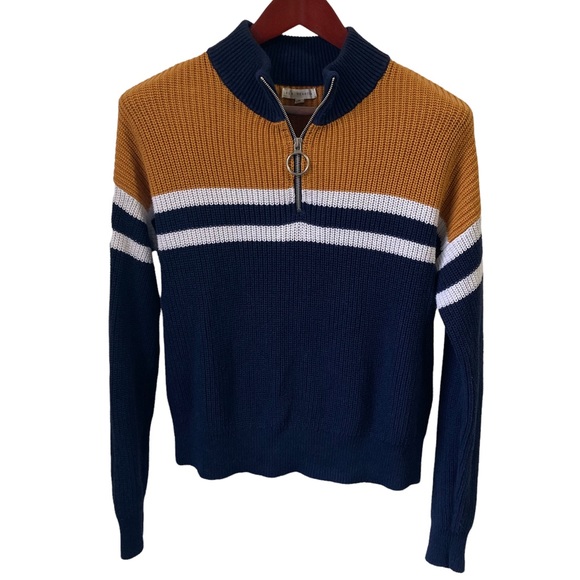 LA Hearts Zip Neck Striped Sweater M - Picture 2 of 5